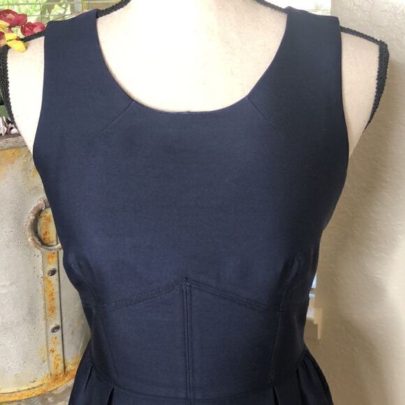 J. Crew Deep Navy Fit and Flare Preppy Dark Academia Dress Size 0 - Picture 2 of 12